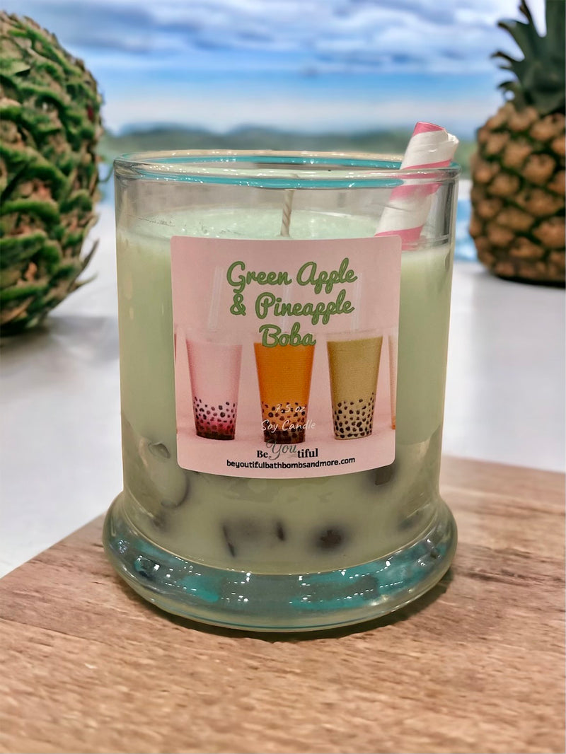 Green Apple & Pineapple Boba Dessert Candle